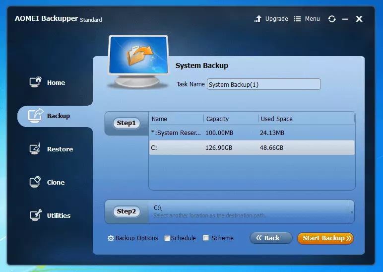 Aomei Backupper Standard 4.0.4 : Backup-Setup