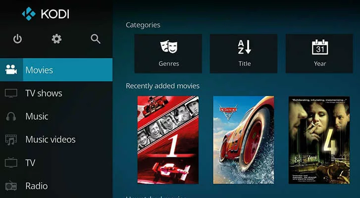 L’interface utilisateur de Kodi