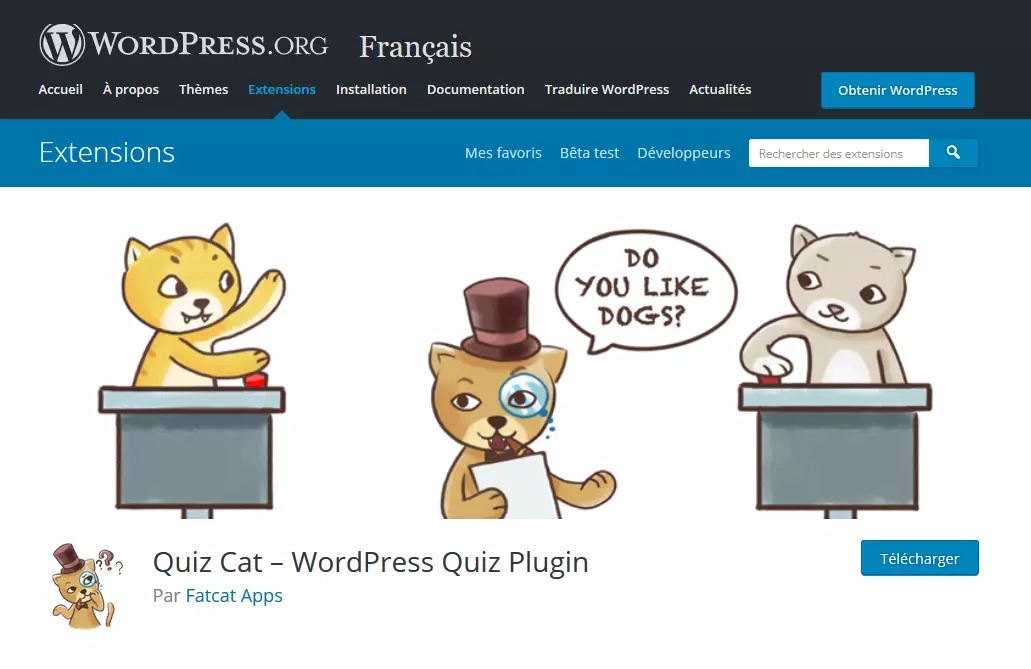 Plugin de quiz pour WordPress : Quiz Cat