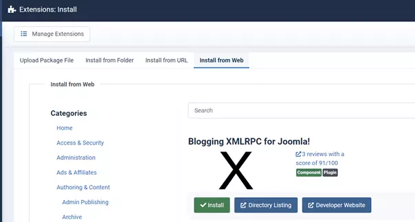 Installer des extensions dans le back-end Joomla