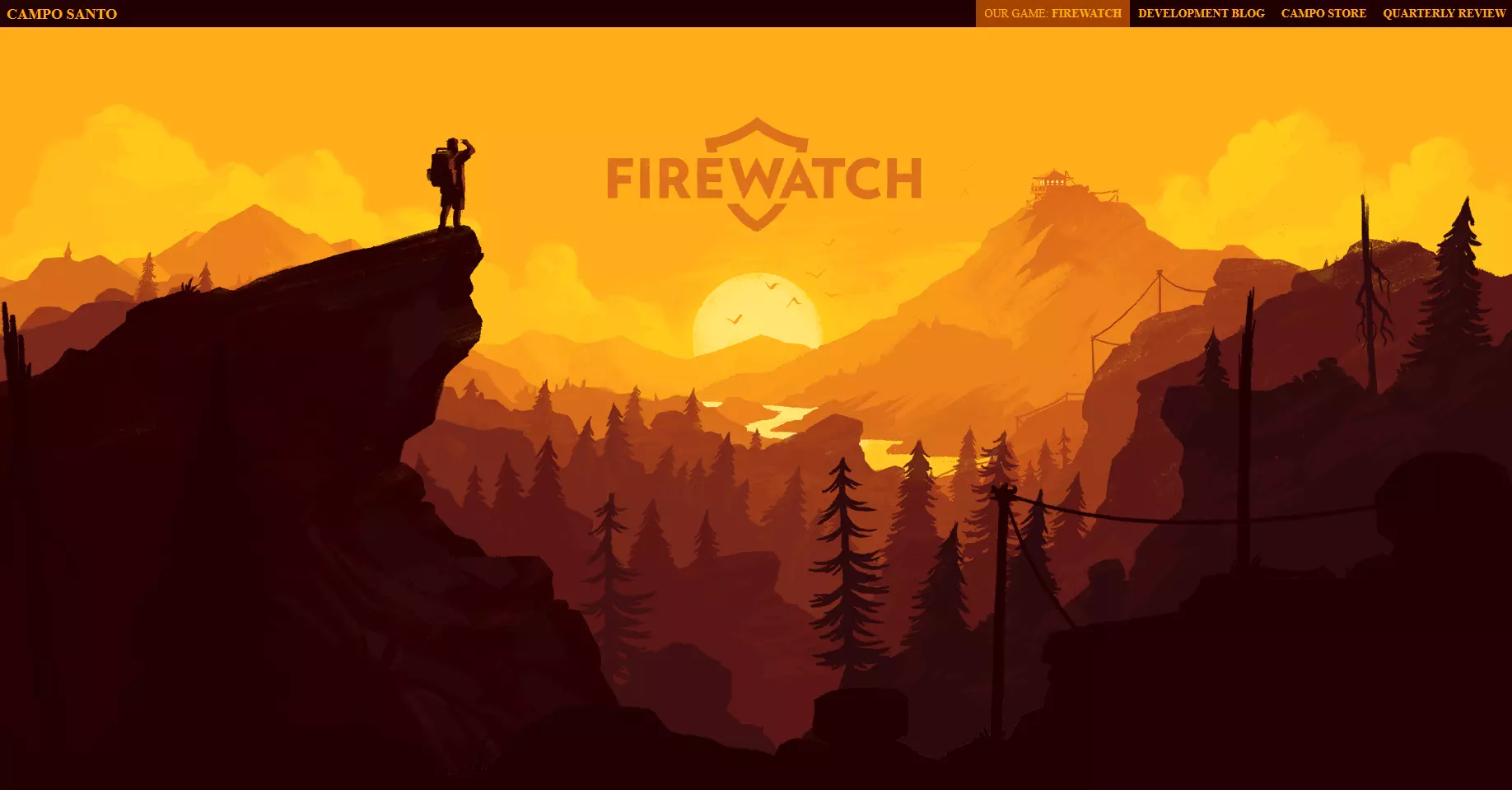 En-tête du site firewatchgame.com avant de faire défiler la page.