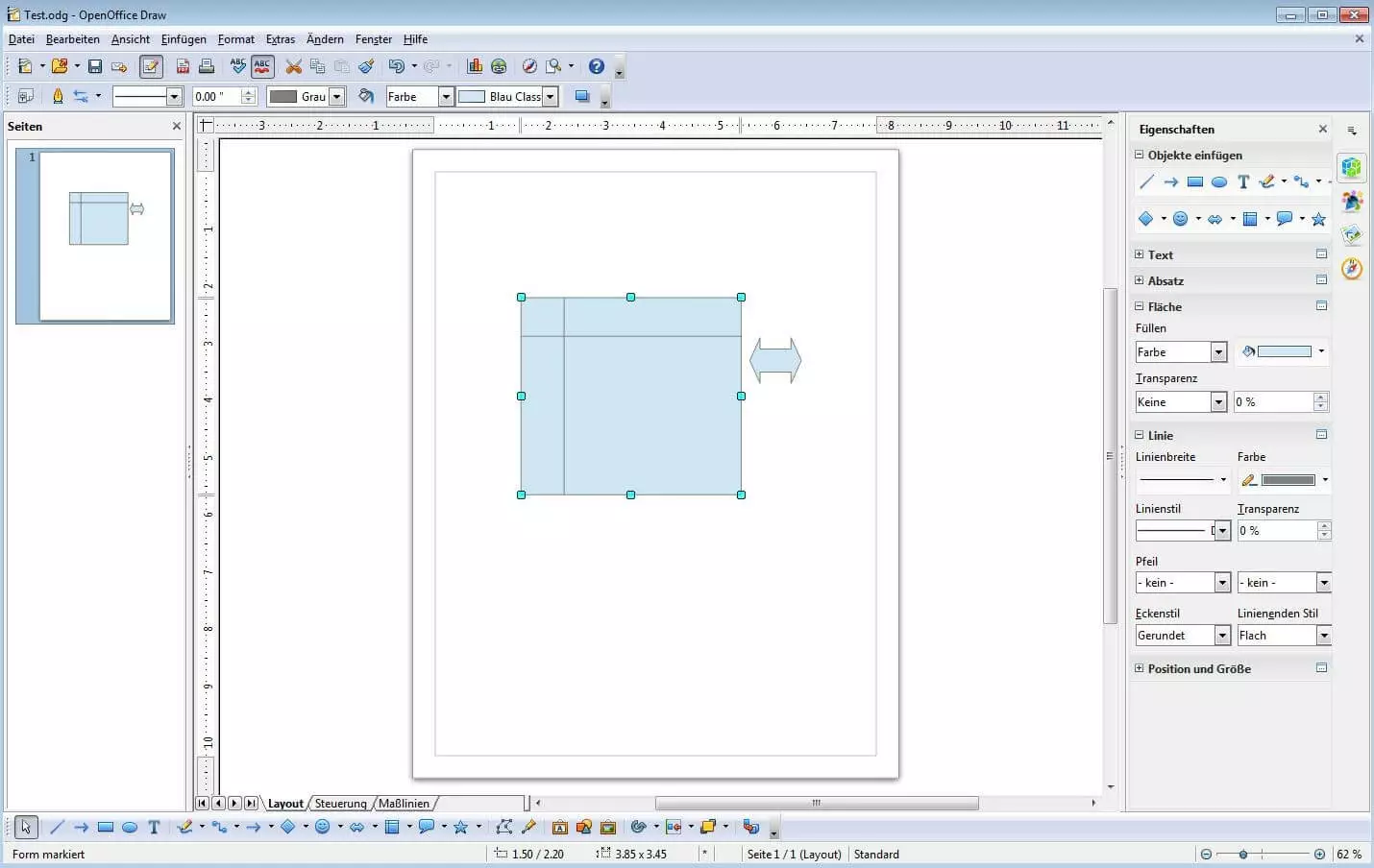 Interface utilisateur d’Apache OpenOffice Draw