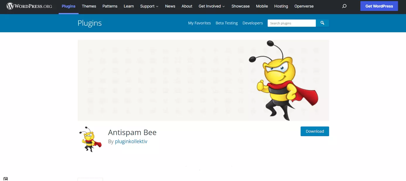 Page d’accueil du plugin Antispam Bee