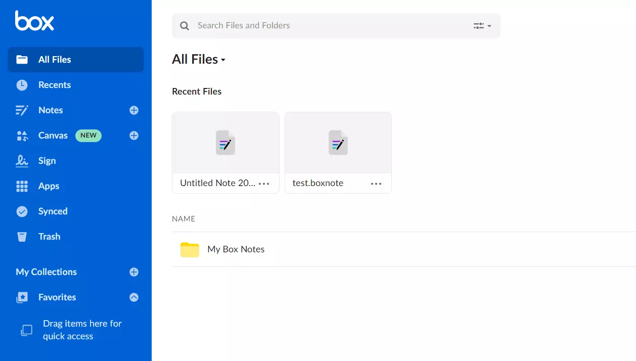 Interface utilisateur de Box, l’alternative à Dropbox