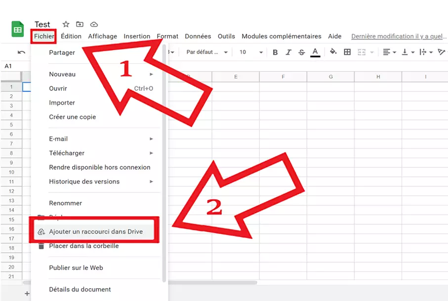 Stockez vos Fichiers Google dans Google Drive via « Fichier » et « Ajouter un raccourci dans Drive »