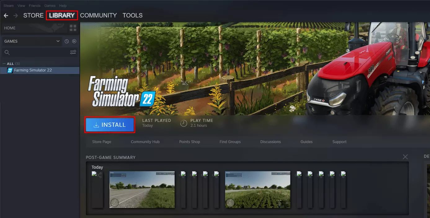 Installation de Farming Simulator 22 via Steam