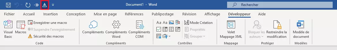 Microsoft Word 365: barre d’accès rapide 