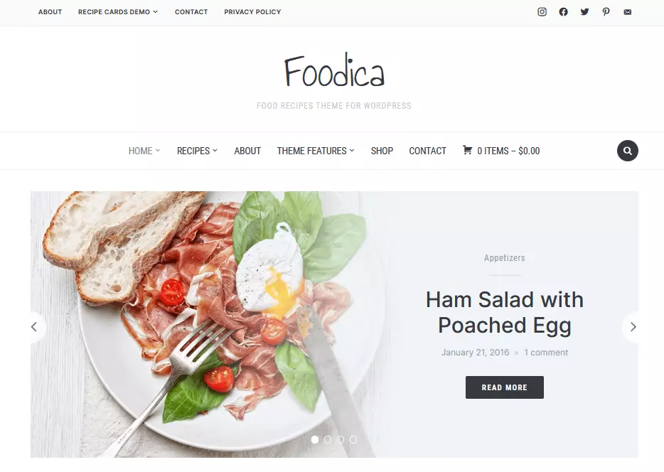 Le template Wordpress Foodica de WPZOOM