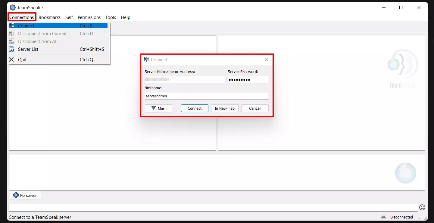 Client TeamSpeak 3 : configuration du serveur