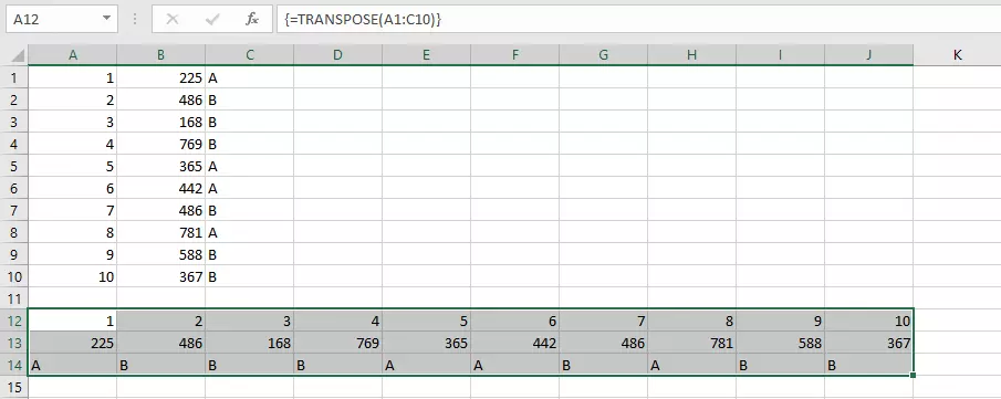 Présentation de la méthode de transposition avec la fonction TRANSPOSE dans Excel