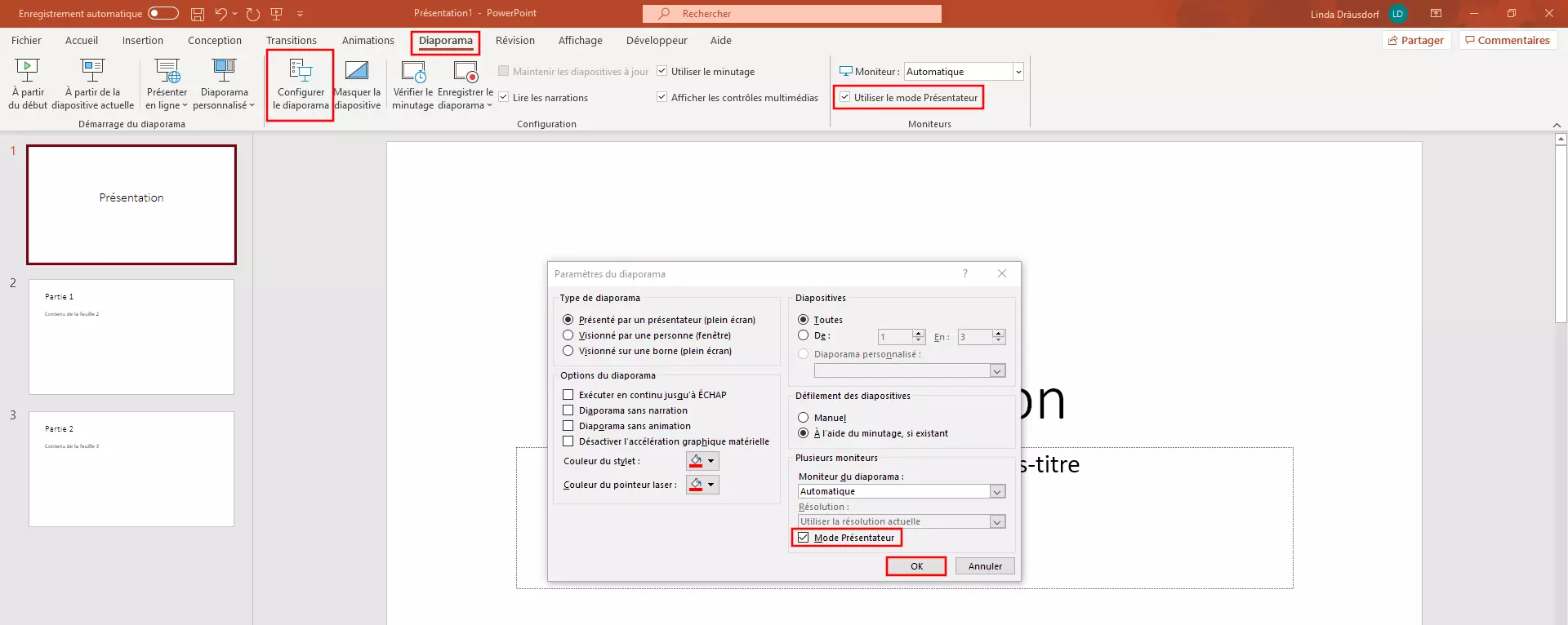 PowerPoint : « Mode Présentateur ».