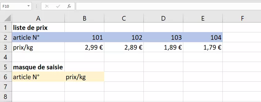 RECHERCHEH : détermination du prix/kg