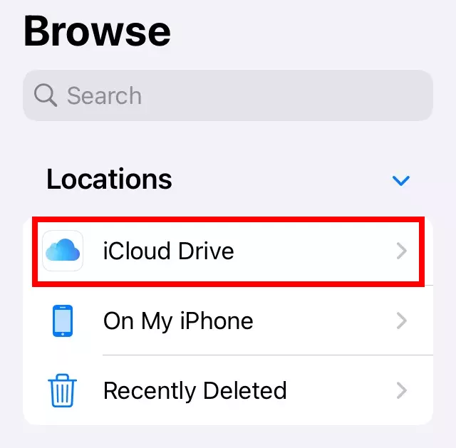 Interface utilisateur de iCloud Drive sur Mac