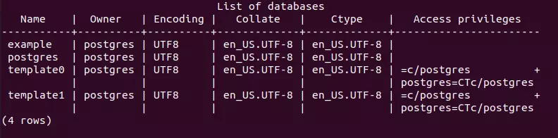 Liste des bases de données dans PostgreSQL sous Ubuntu 20.04