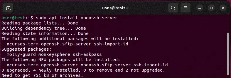 Installation d’OpenSSH dans le terminal Ubuntu