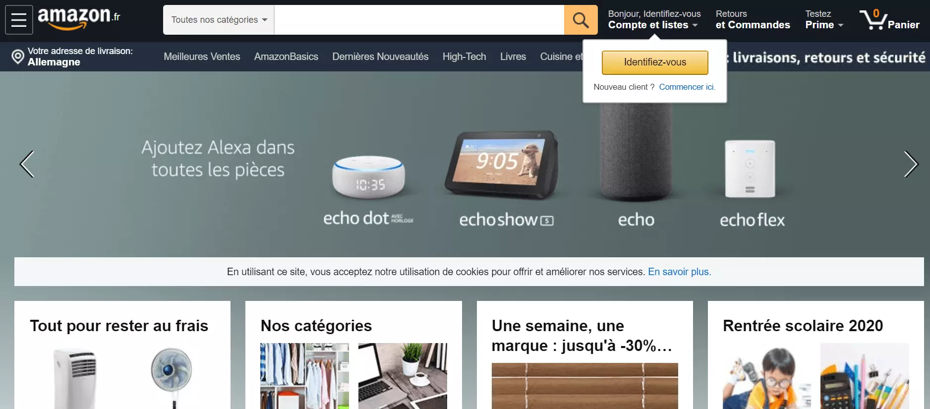 Page d’accueil d’Amazon – exemple d’une boutique en ligne