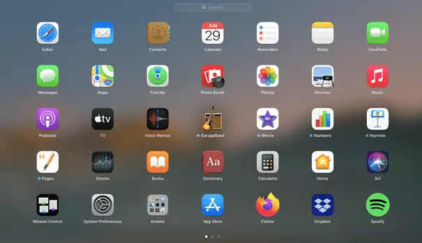 Aperçu du Launchpad sur un Mac
