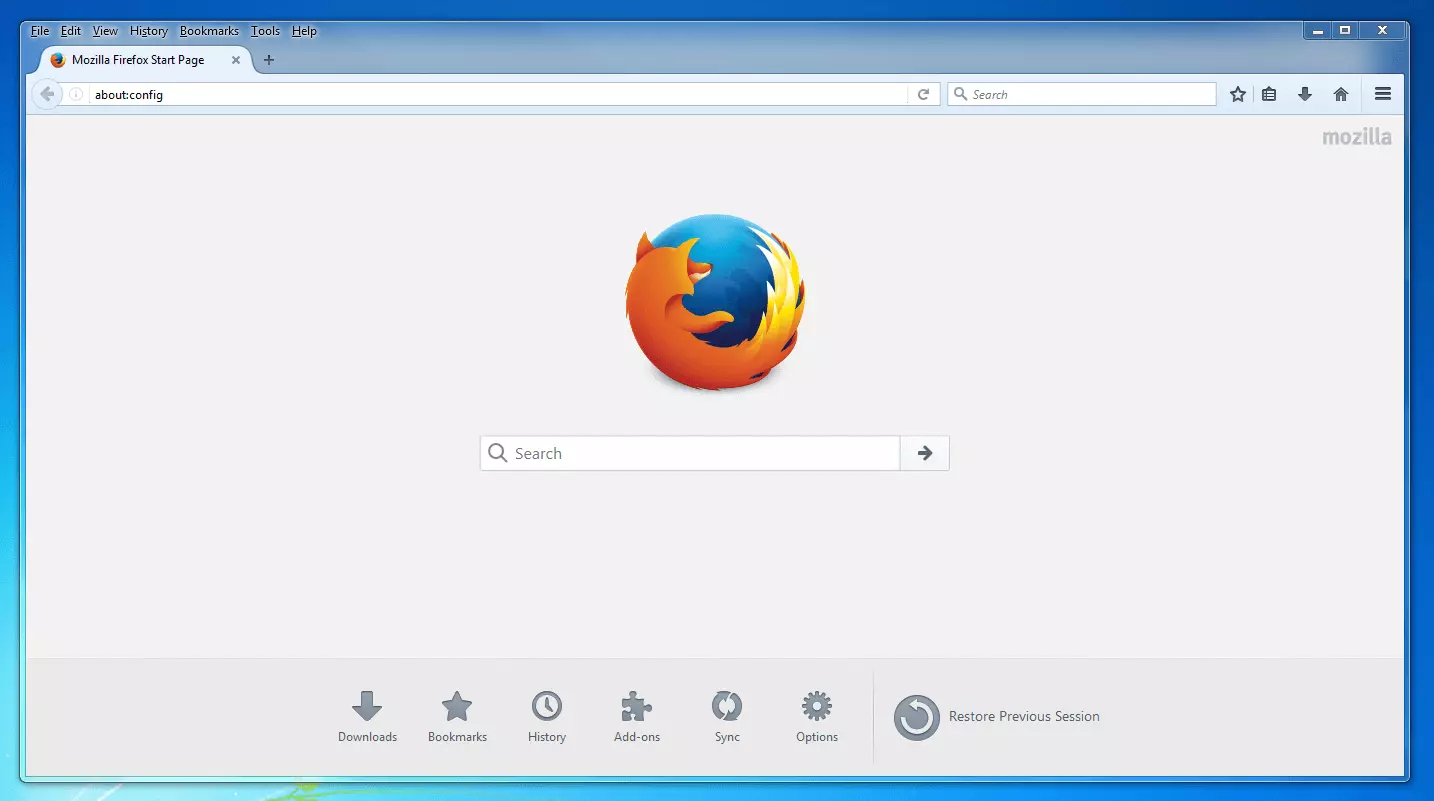 Page de démarrage de Firefox