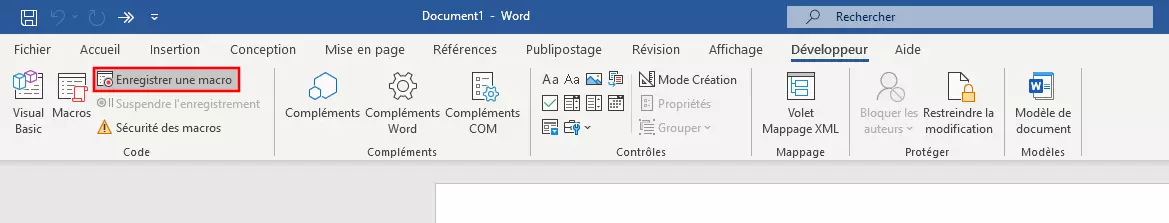 Word 365: Onglet « Développeur » 