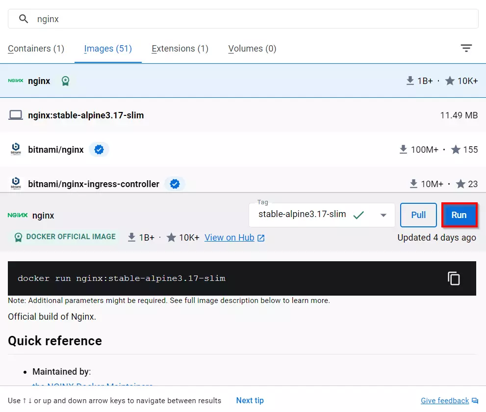 Exécuter le conteneur Nginx