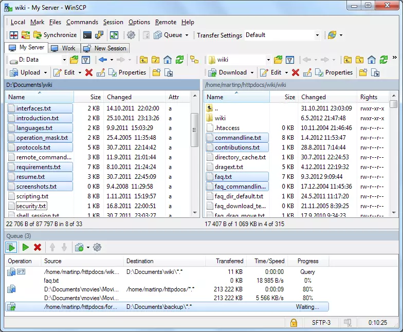 Echange de données avec WinSCP 