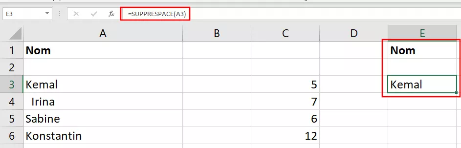 Excel : supprimer des caractères supplémentaires avec la fonction SUPPRESPACE