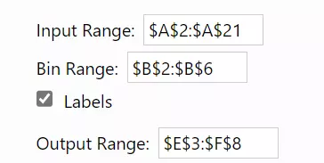 Options pour les histogrammes Excel