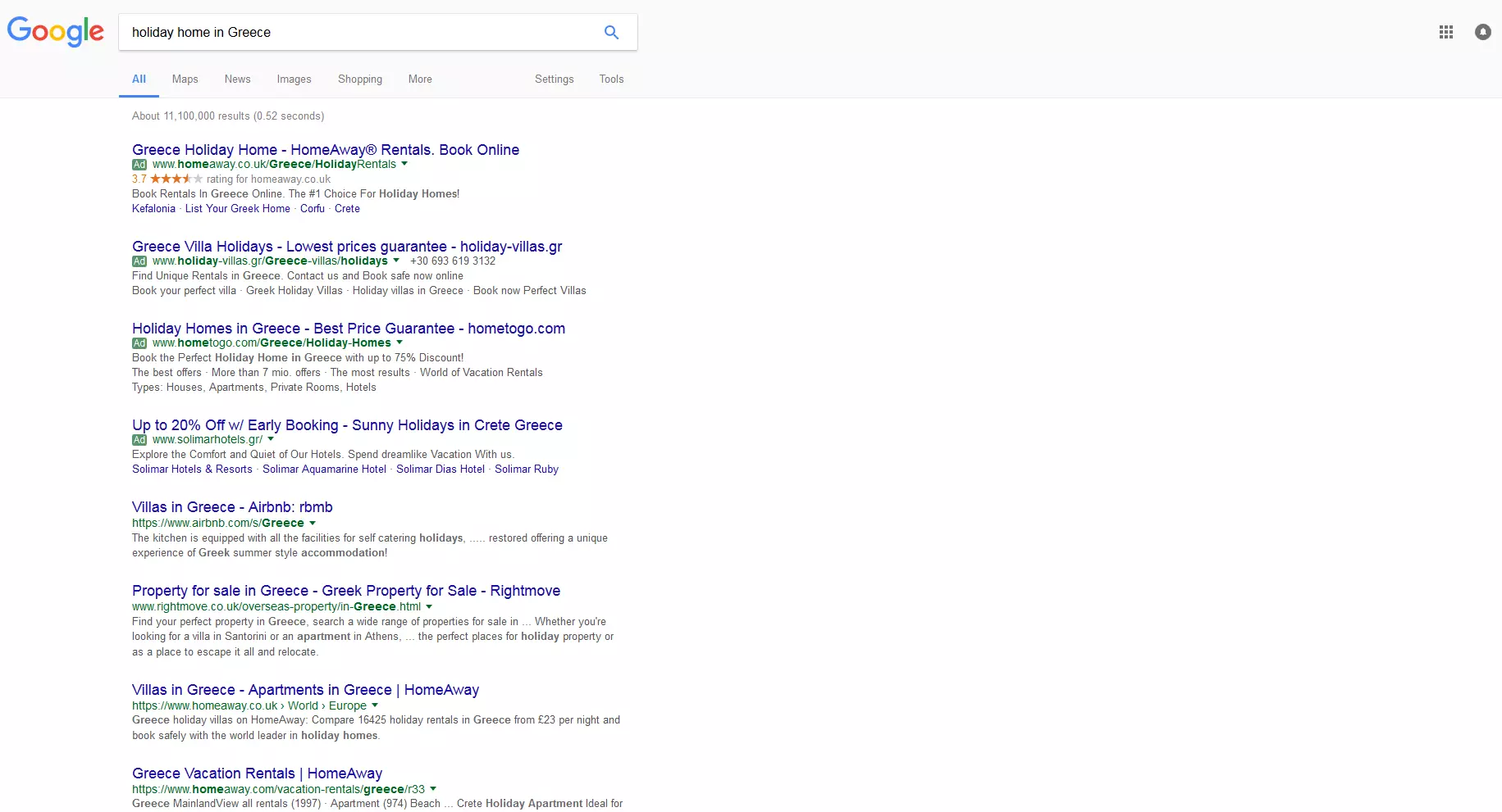 Google AdWords annonces dans les SERPS