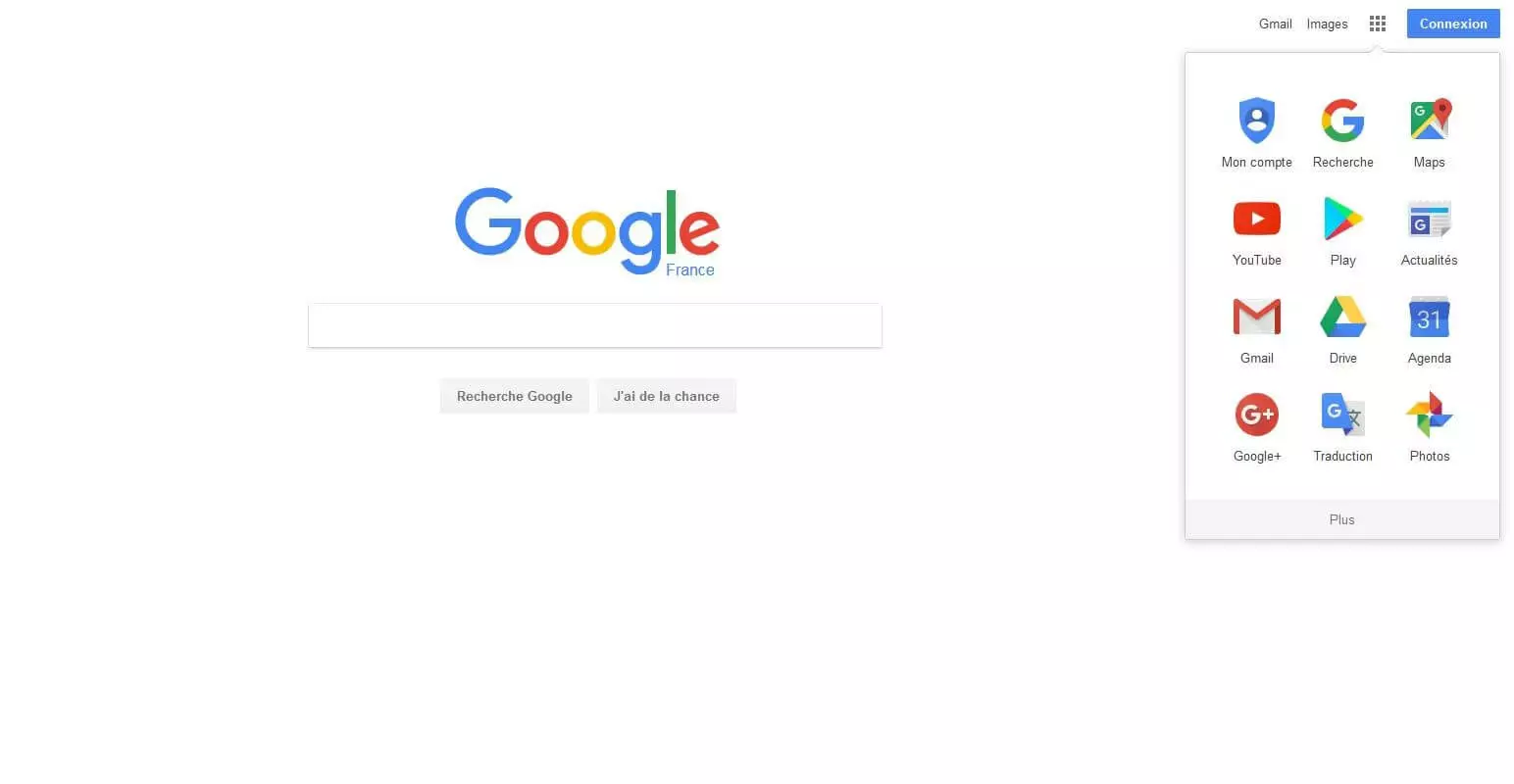 Capture d’écran du site de Google France