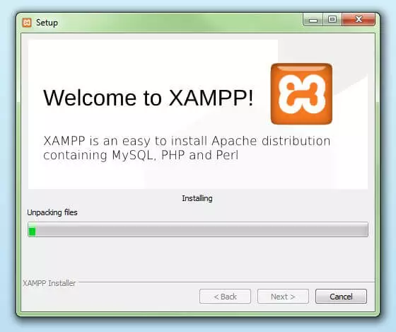 Démarrage du processus d’installation XAMPP 