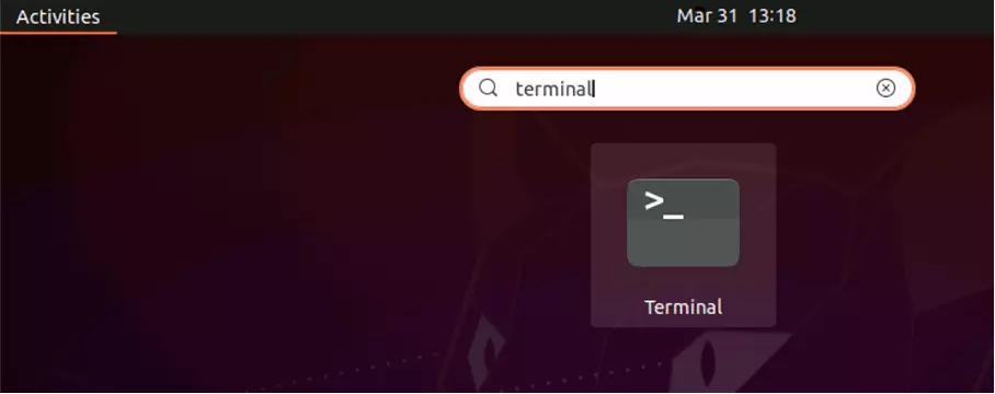 Ubuntu 20.04 : recherche de « Terminal » via « Afficher les applications »