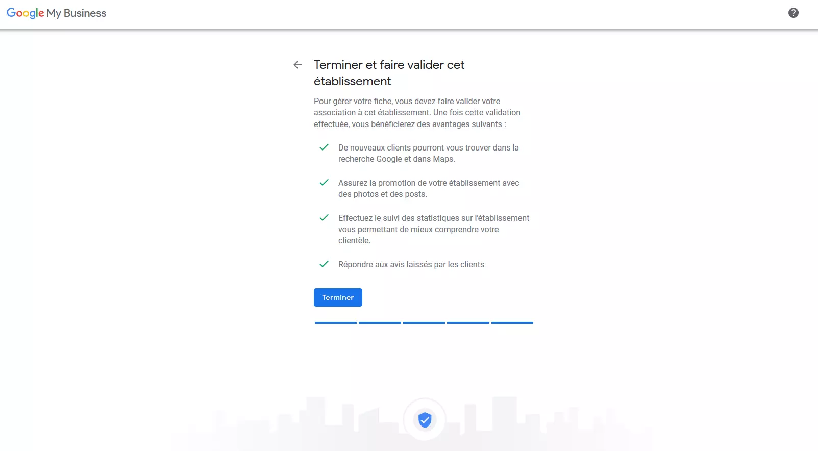 Google My Business : confirmation de l’inscription