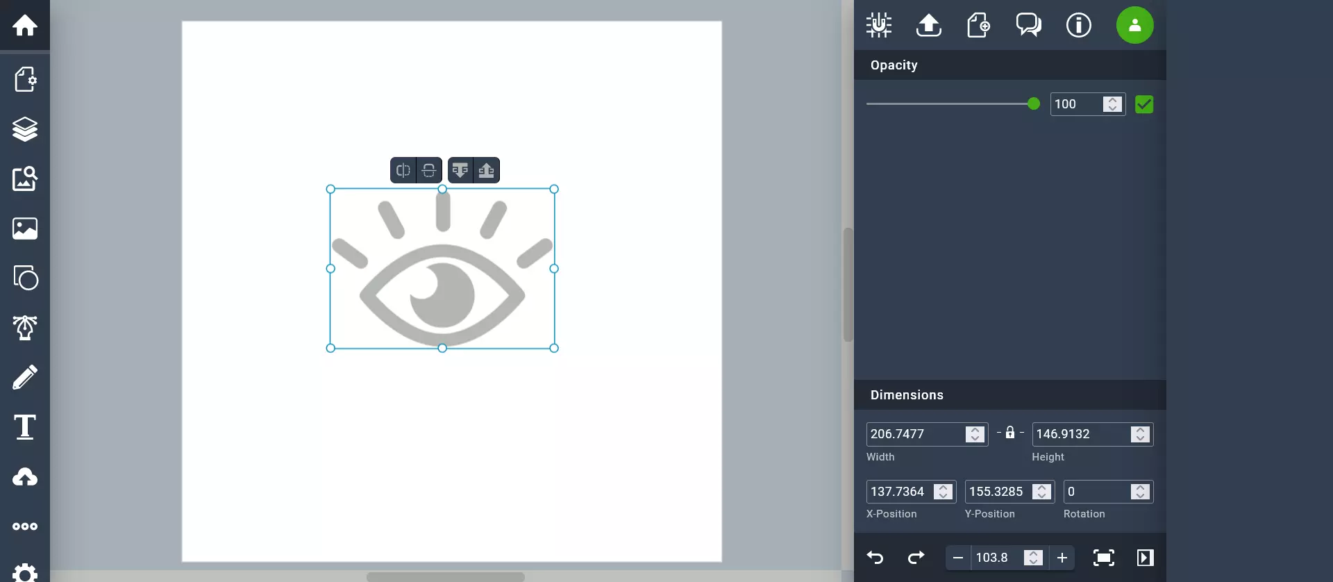 Interface utilisateur de Vectr