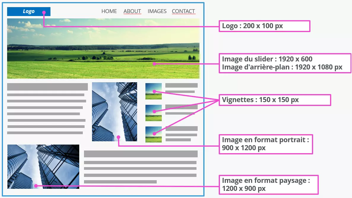 Tailles d’image fréquemment utilisées dans WordPress