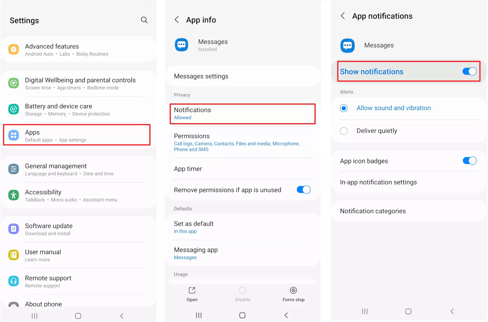 Les paramètres de notifications pour les applications sur Android