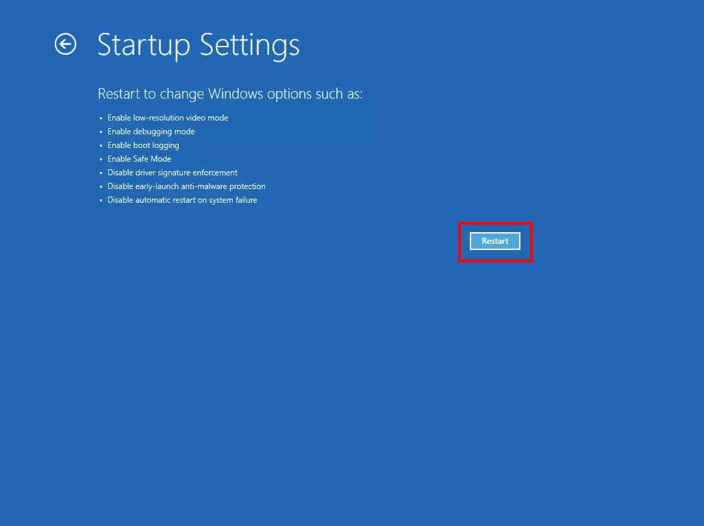 Restauration du système Windows 8 : redémarrage avancé