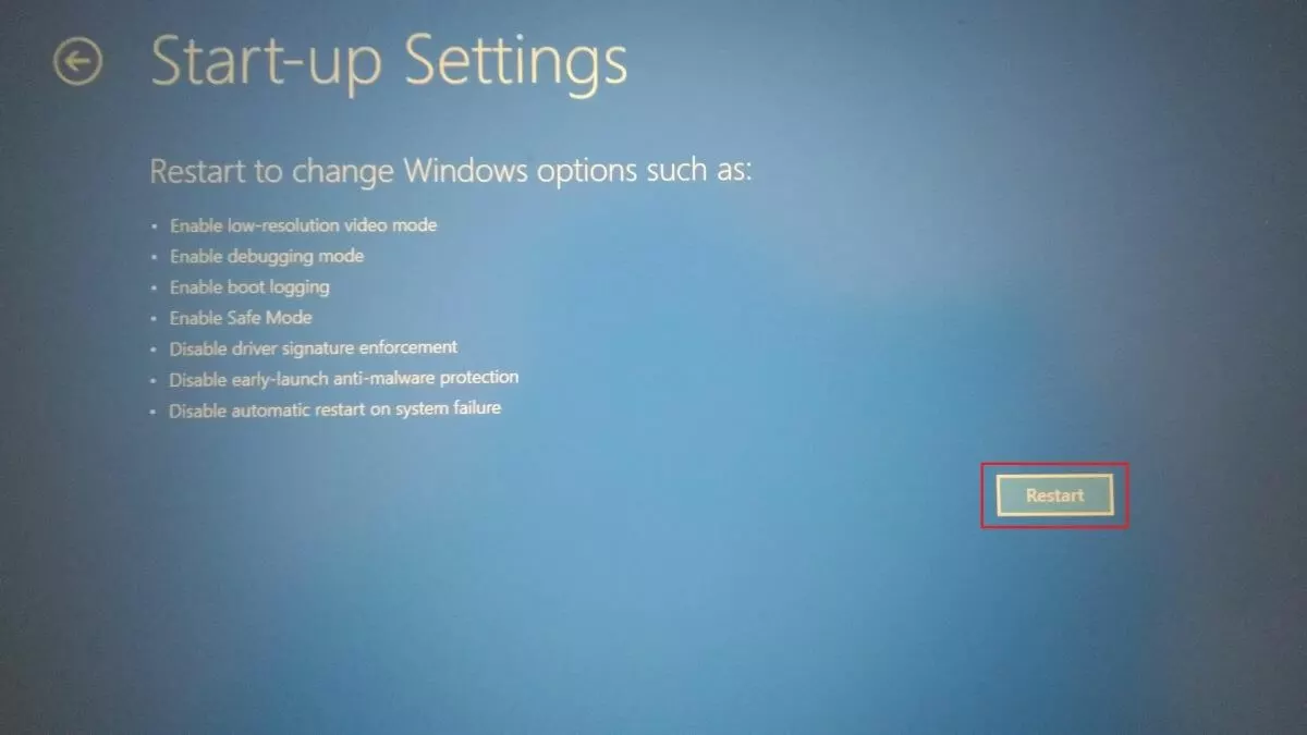 Impression écran UEFI Windows 10 – Paramètres de démarrage