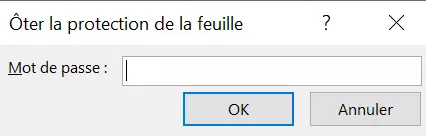 Illustration de la boîte de dialogue « Ôter la protection de la feuille »