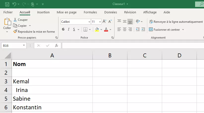 Excel : ensemble de données contenant des espaces inutiles