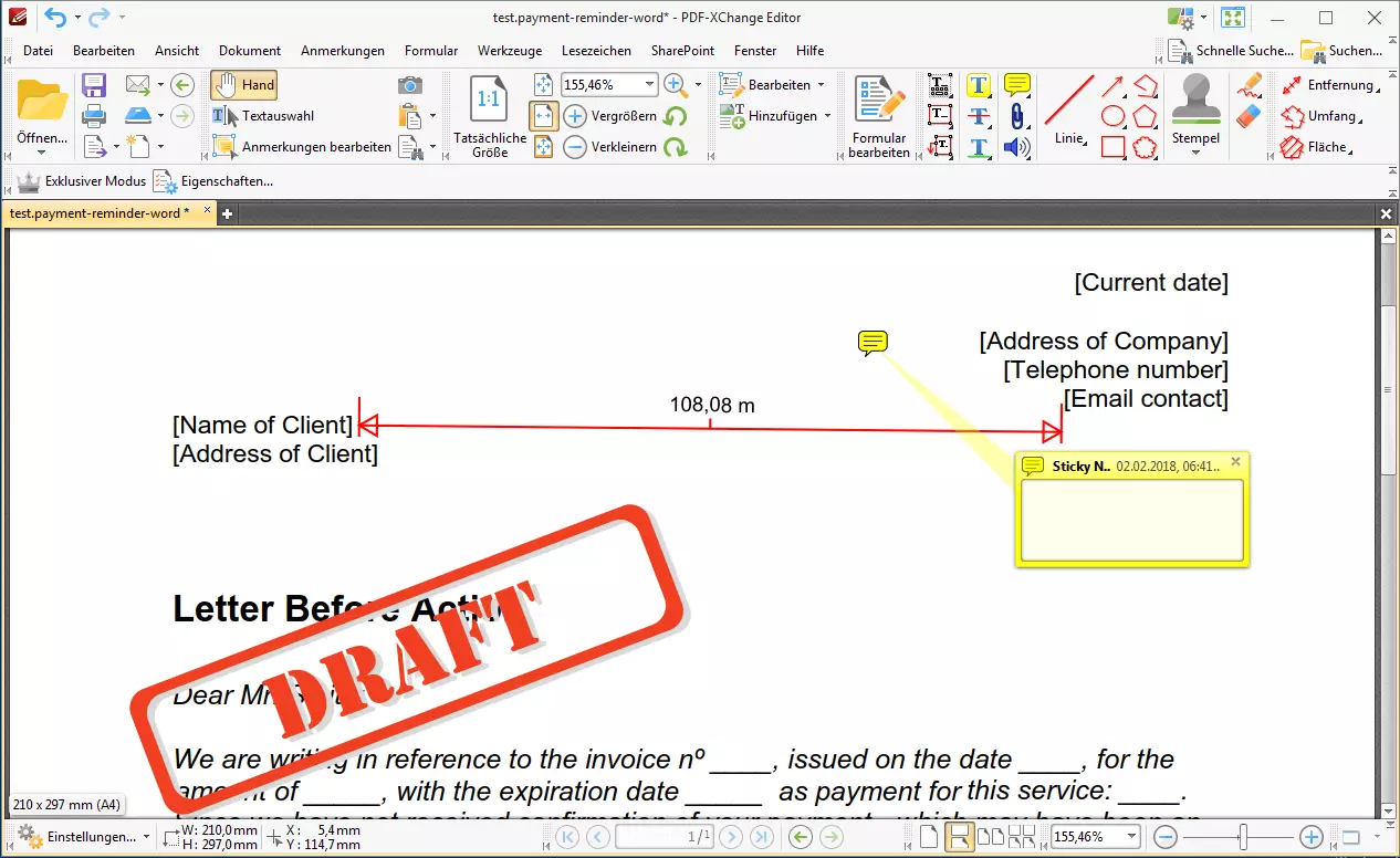 Fonctions d'édition dans l'éditeur PDF-XChange