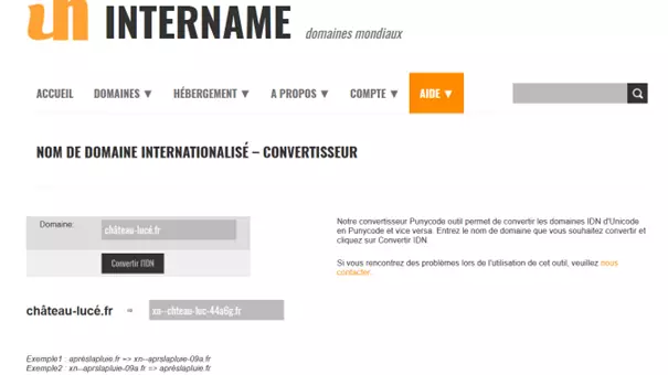 Le convertisseur Punycode Intername