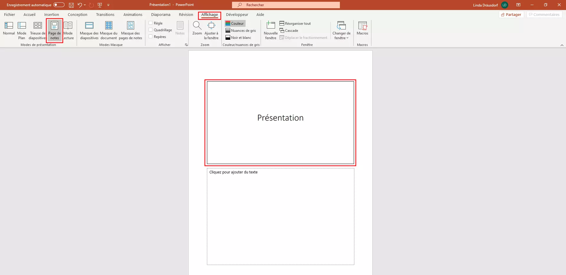 Les pages de notes PowerPoint sans les diapositives