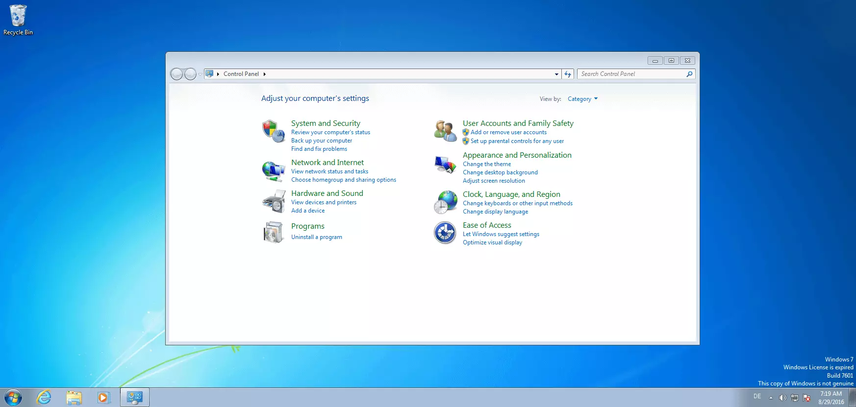 Panneau de configuration dans Windows