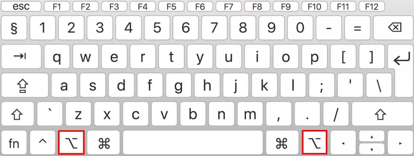 Les touches Alt d’un clavier Mac