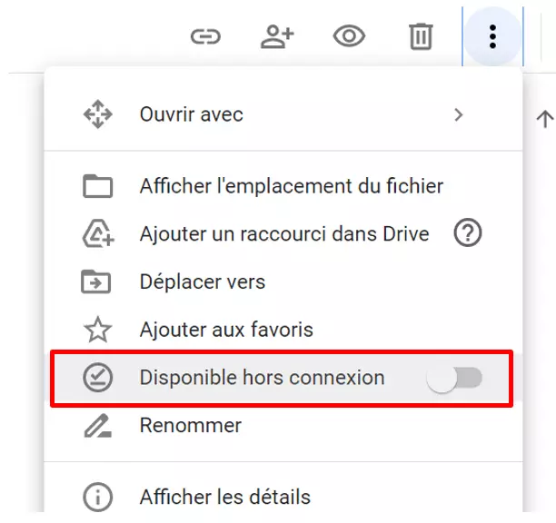 Google Docs avec l’option « Disponible hors connexion »]