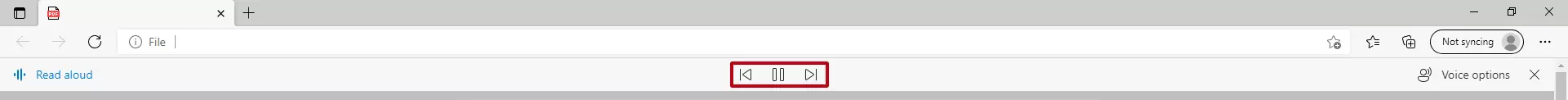 Options lors de la lecture à haute voix d’un fichier PDF dans Edge