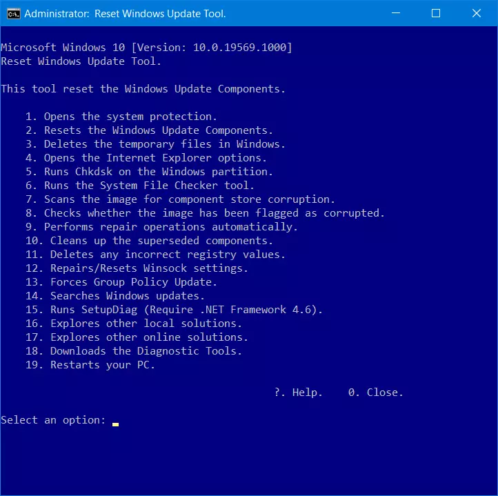 Outil Reset Windows Update Tool