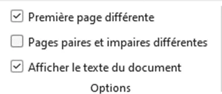 Word : option « Première page différente »