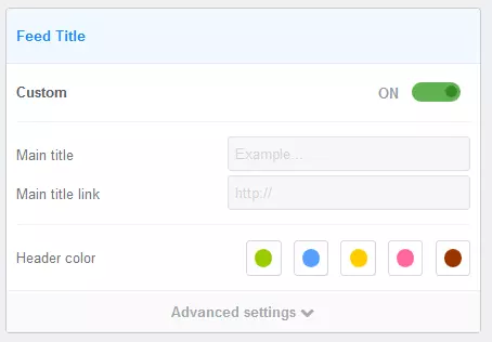 Menu FeedWind : configurations du titre