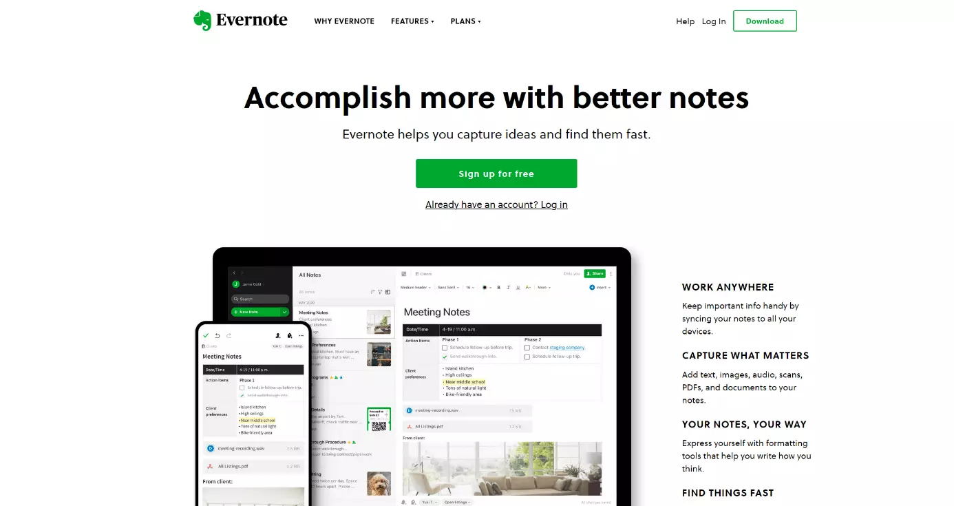 Site officiel d’Evernote